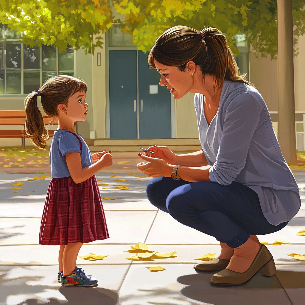 Mother Daughter Kindergarten Magic Illustration