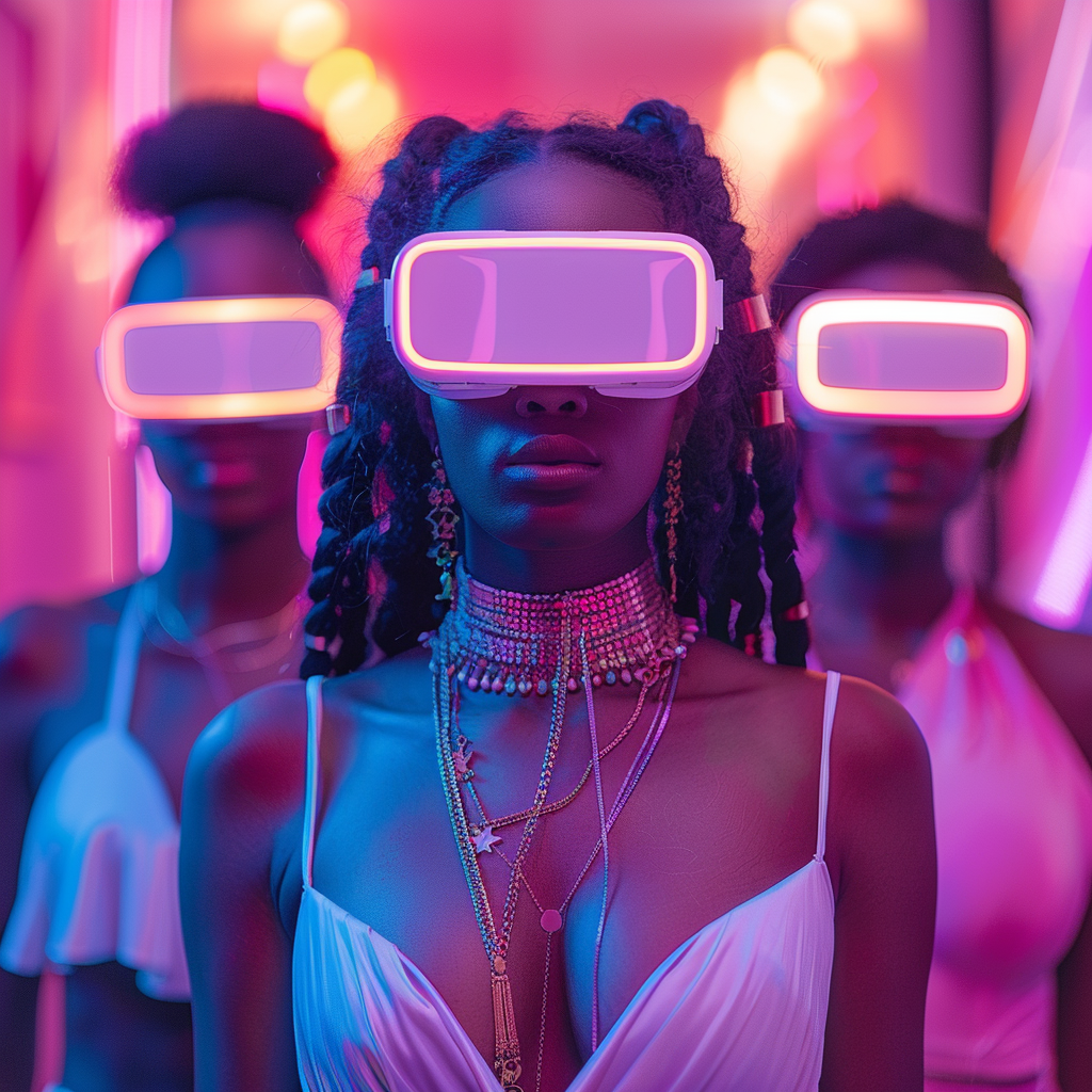 Black girls using VR technology