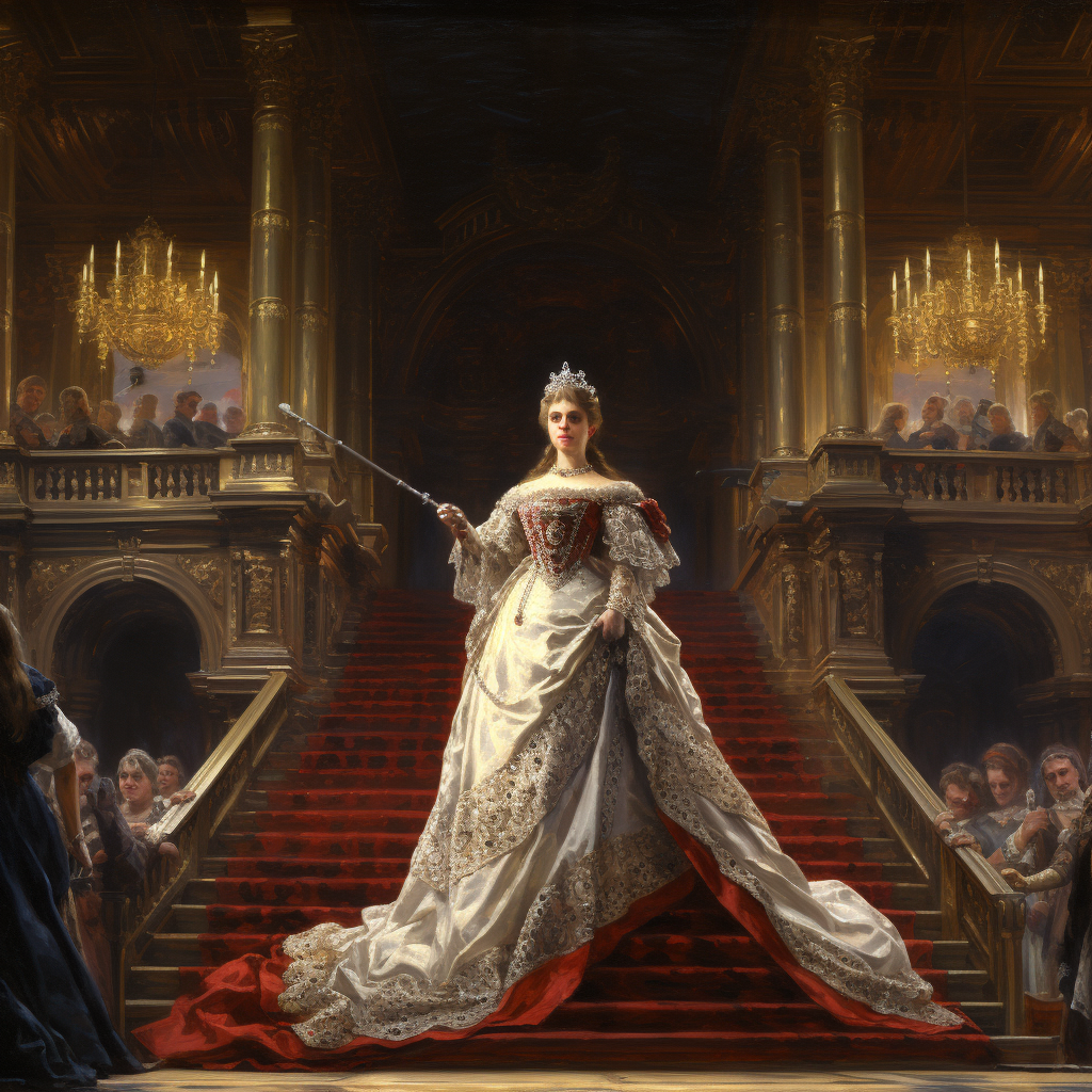 Empress addressing Senate in Victorian portrait