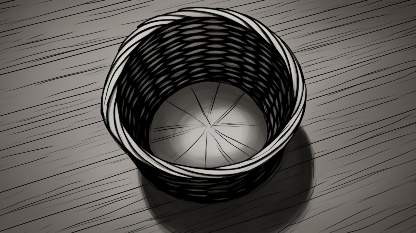 Blackline drawing of an empty basket