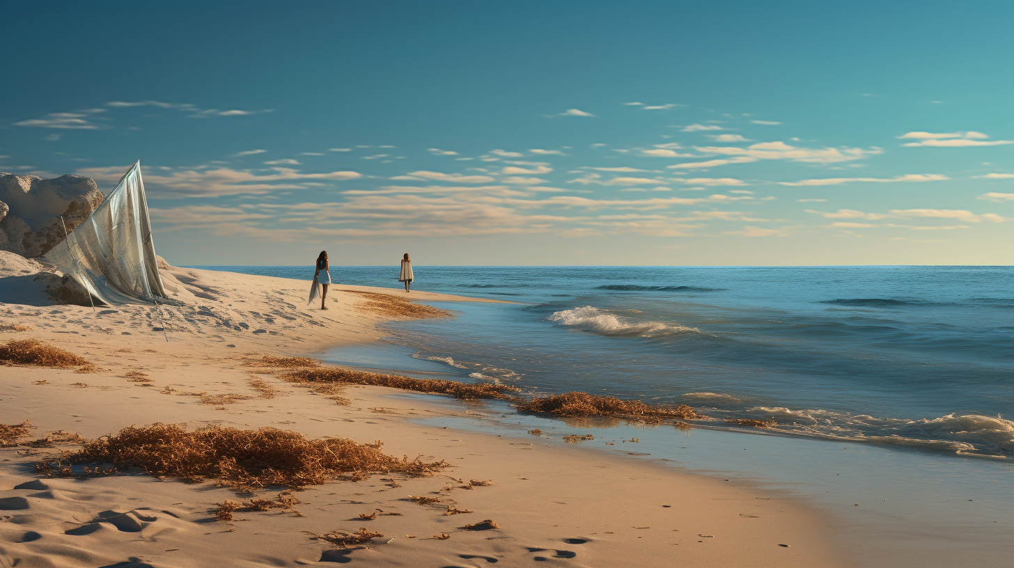 deserted beach at sunset