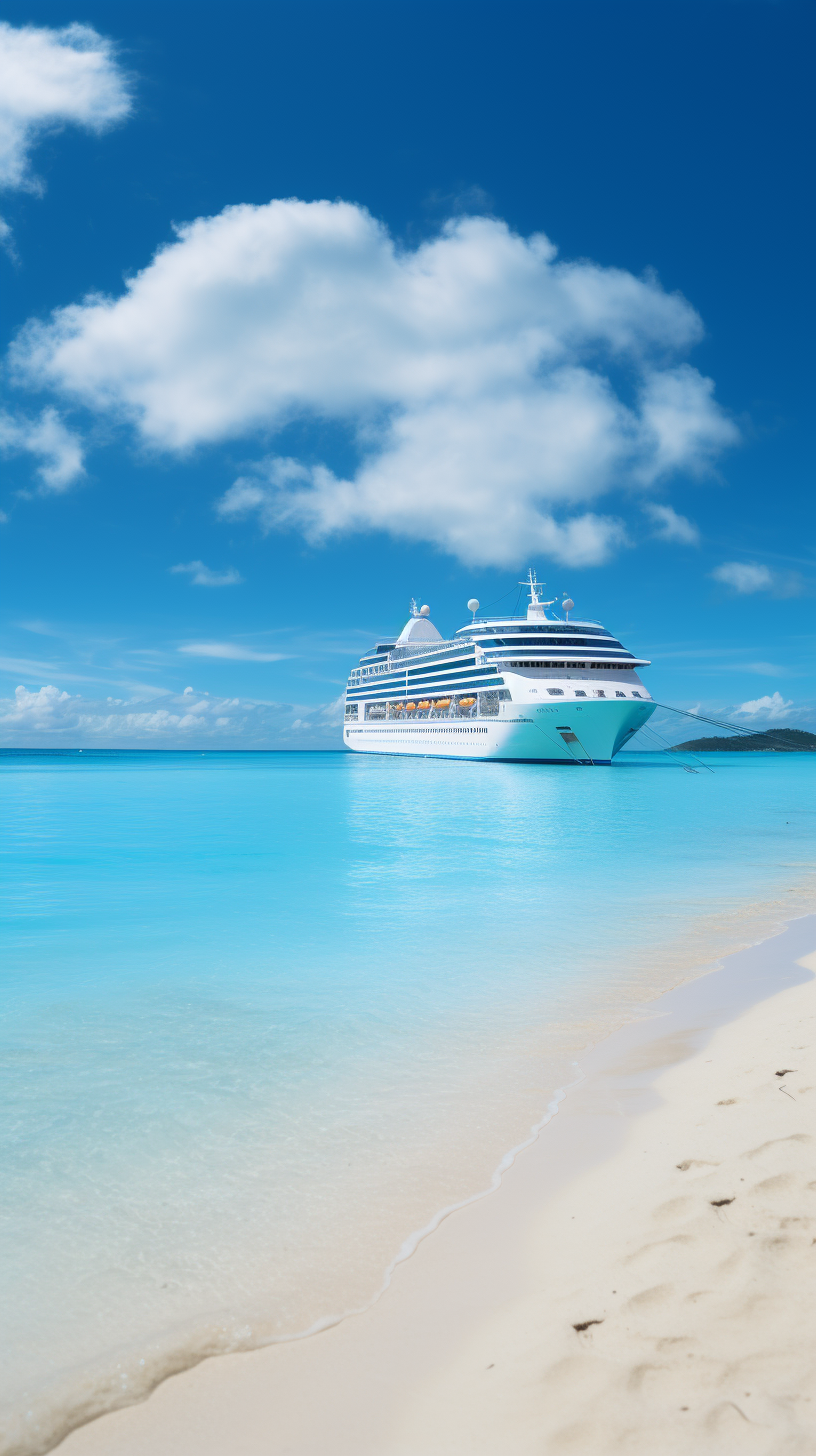 Beach view with cruise ship