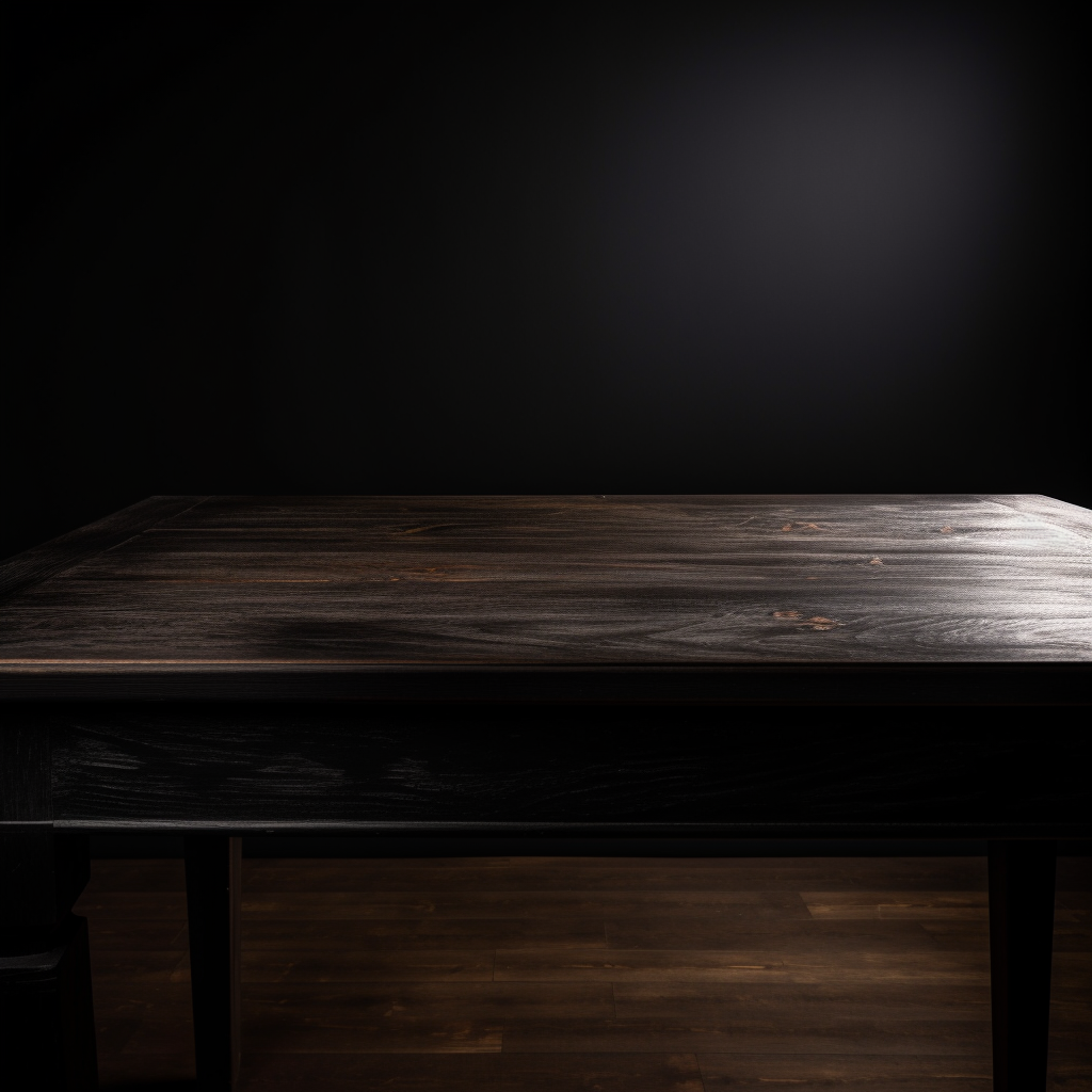 Empty black wood table on black background