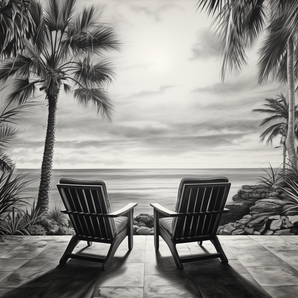 Two chairs with ocean backdrop