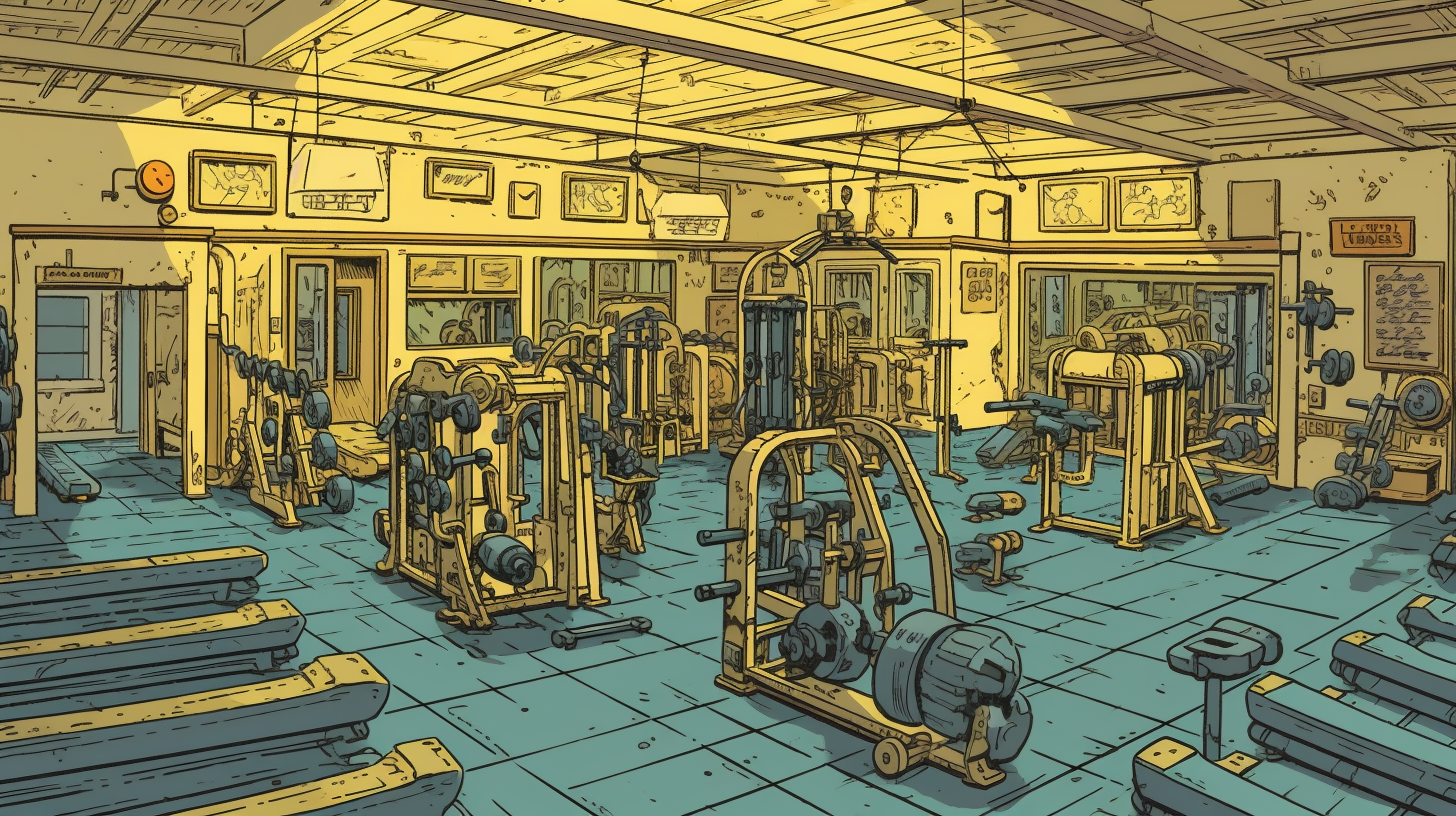 Empty gym in comic book style