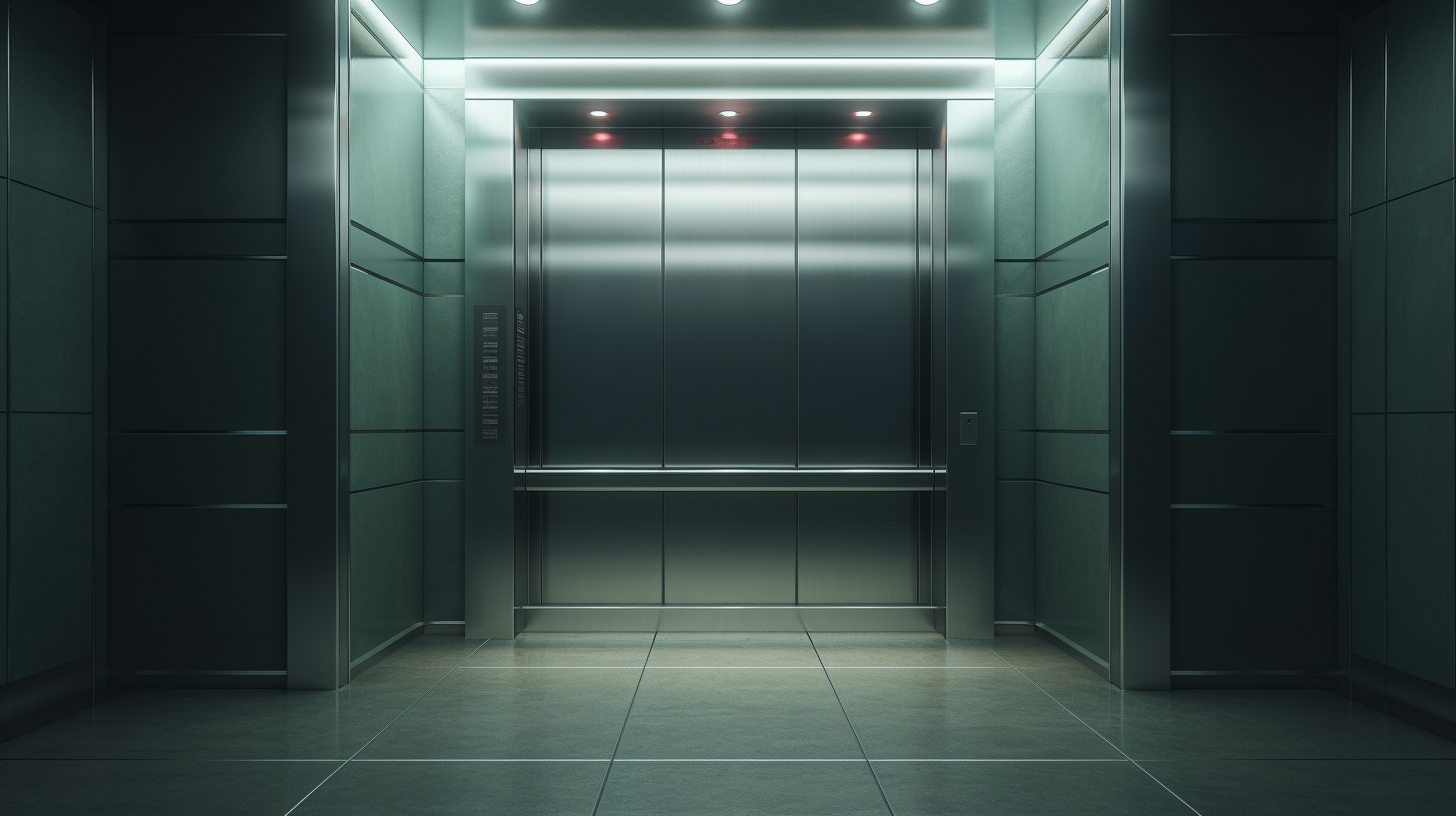 Hyperealistic empty elevator with buttons and door