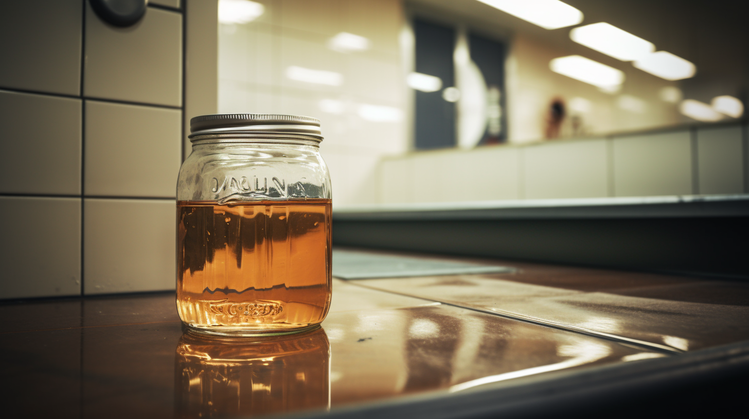 Closeup of Empty Jar on Public Restroom Sink