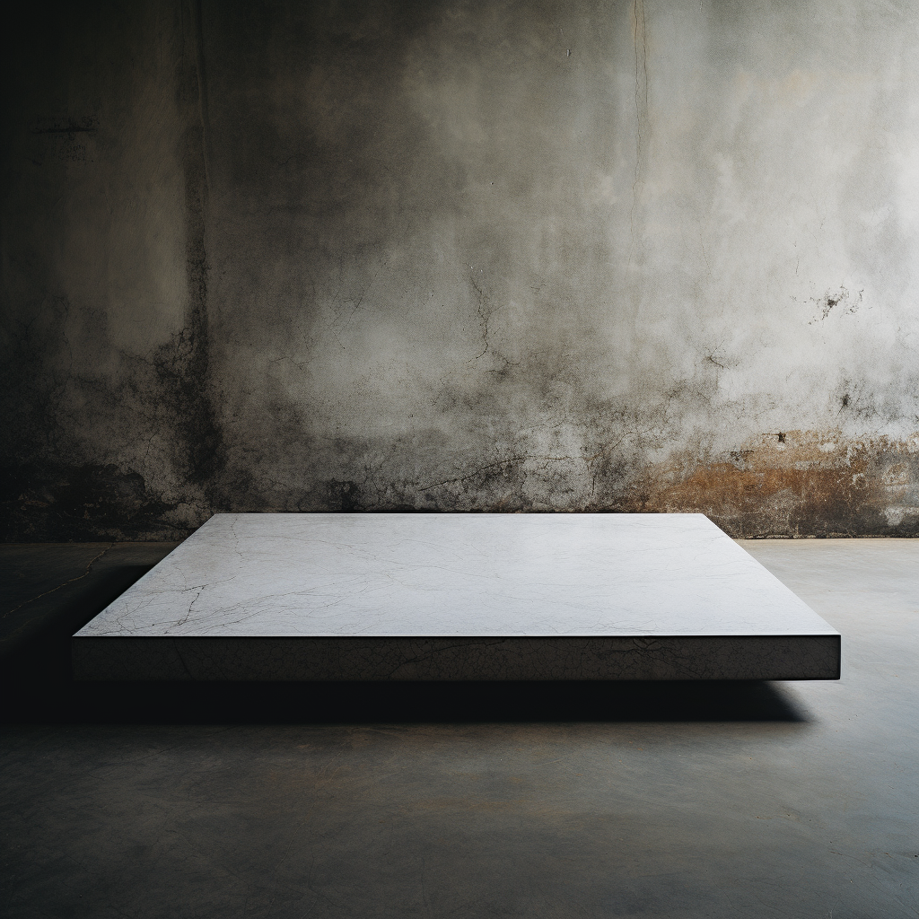 Empty marble slab on concrete table