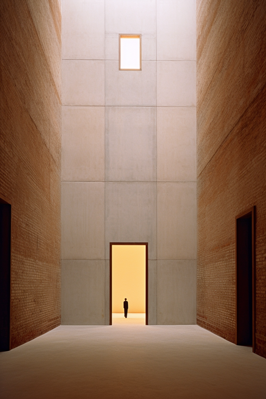 Empty Minimal Living Room Design by Chillida, Ricardo Bofill, Peter Zumthor, Valerio Olgiati