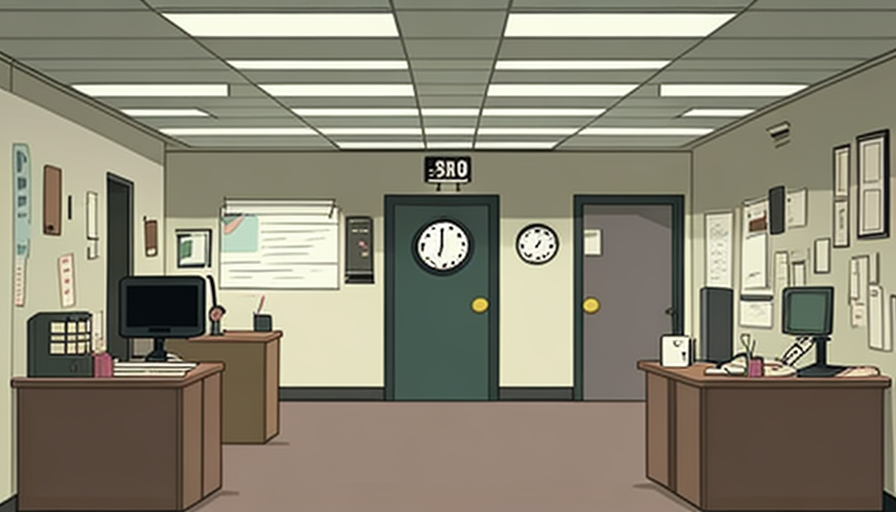 Empty Office Interior Clock Art