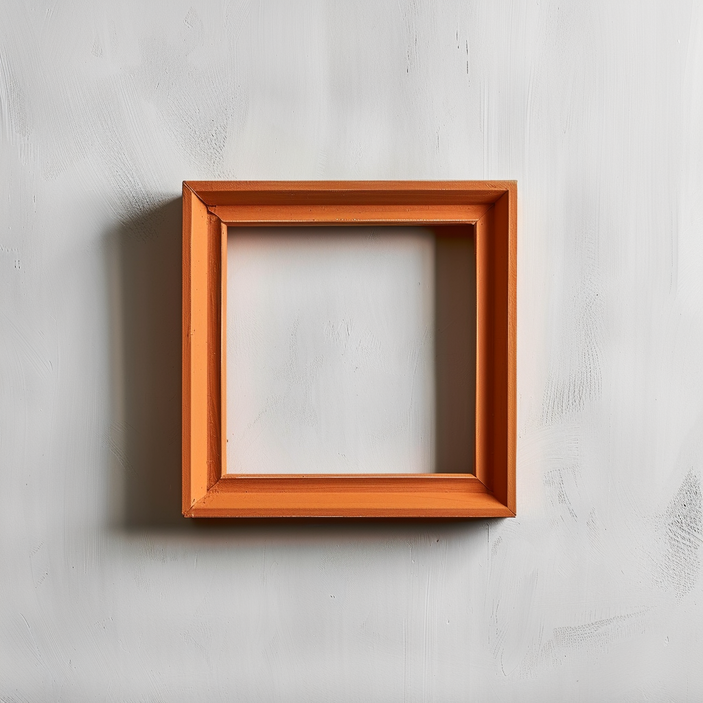 Orange frame on white wall