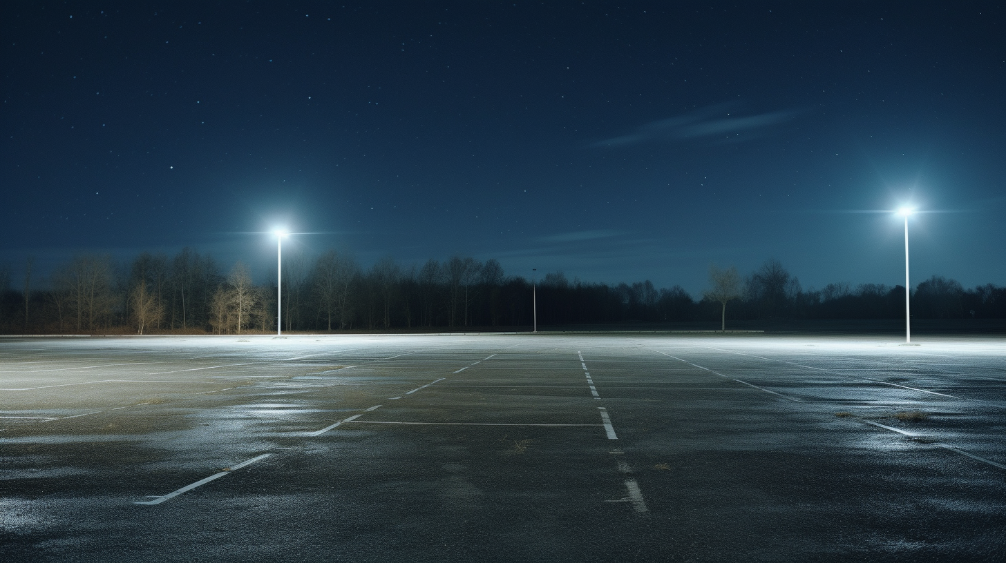 Night sky above empty parking space in Sweden