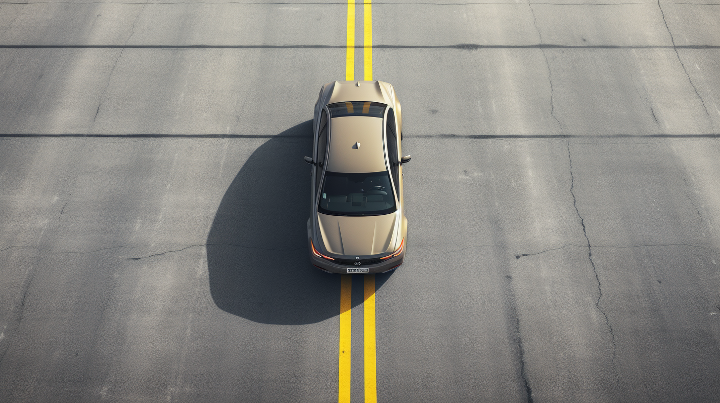 Car parked on empty tarmac