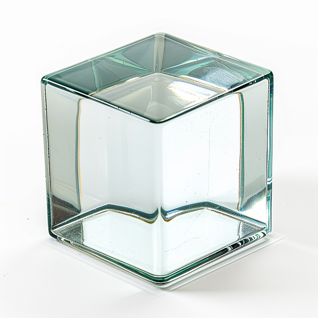 Empty Glass Cube White Background