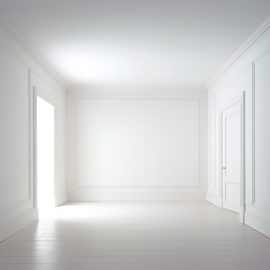 Spacious empty white room with minimalist decor