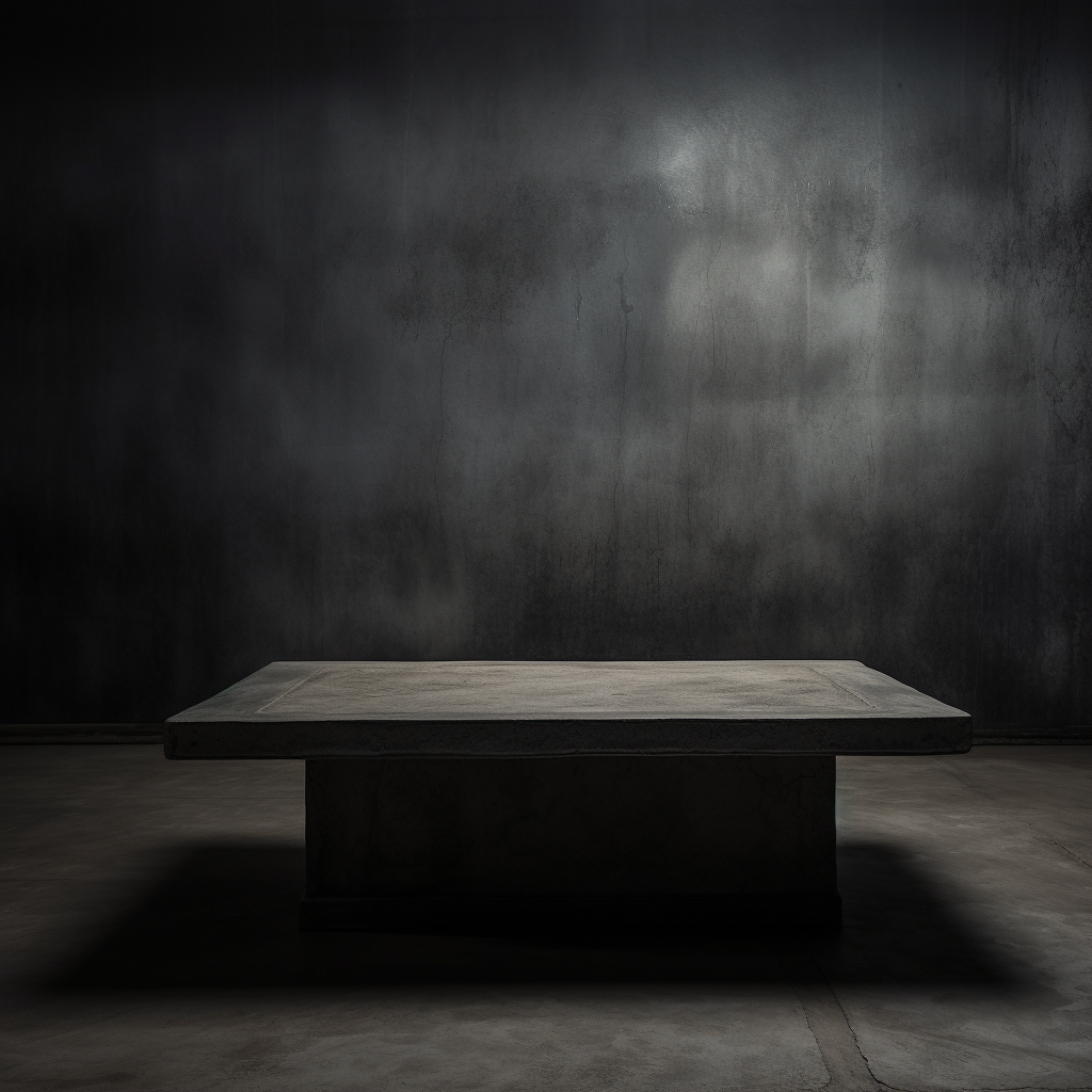 Empty concrete slab on dark table