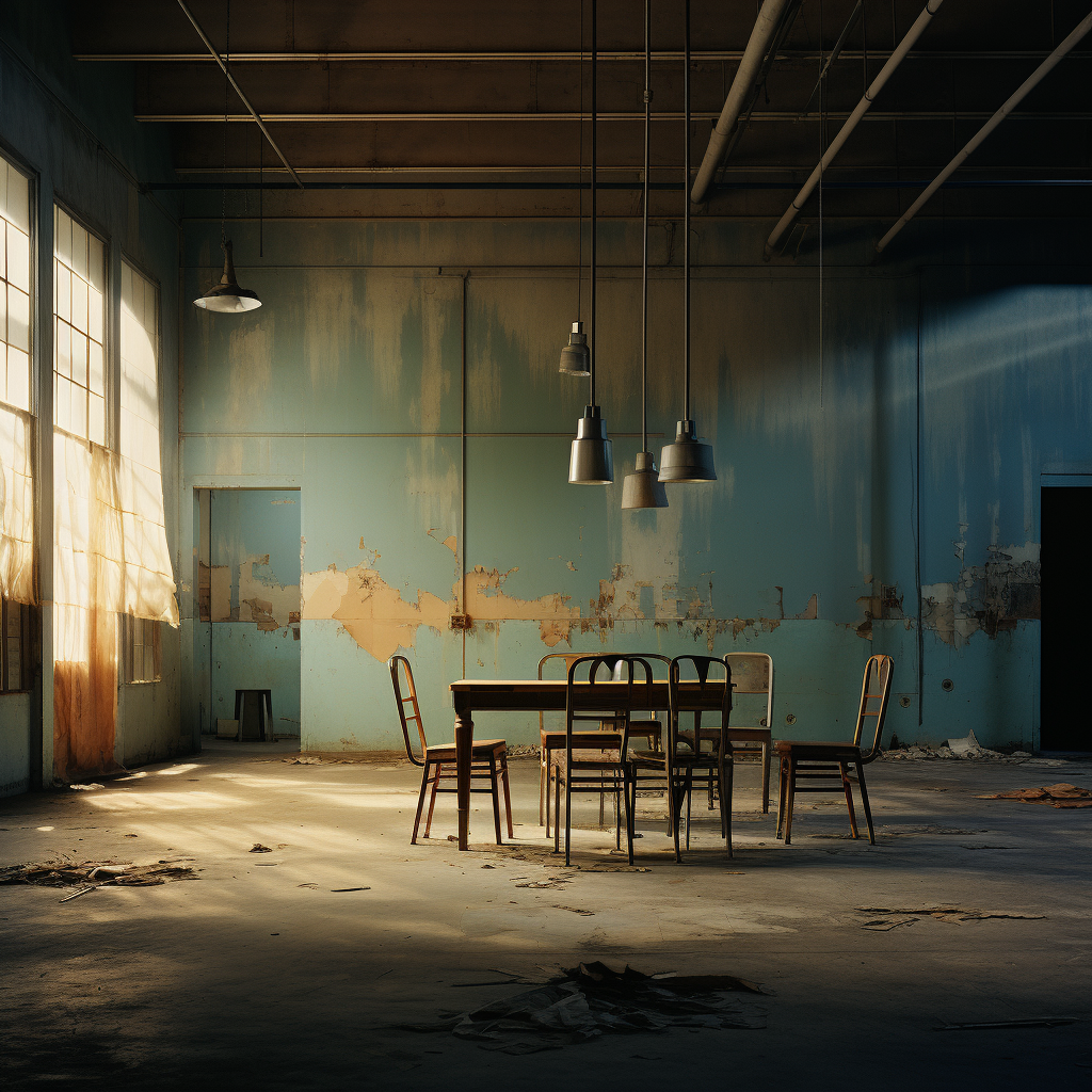 Empty hangar table with espresso machine