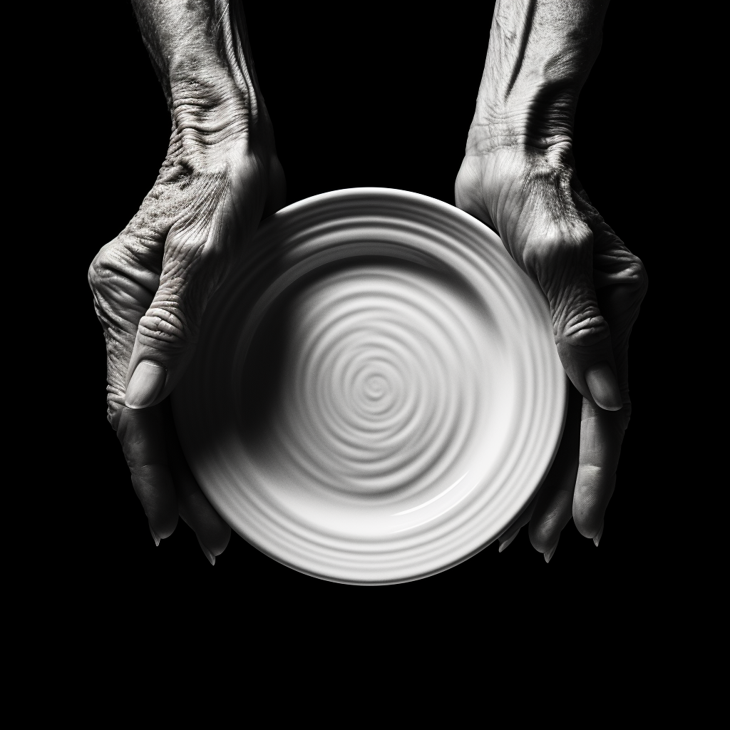 Illustration of an empty plate being handed