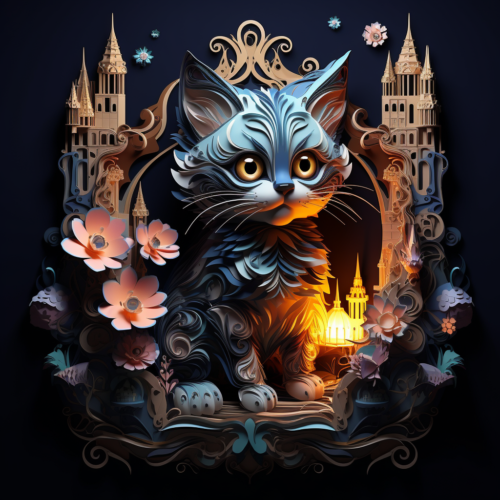 Beautifully Detailed Enchanted 3D Cat