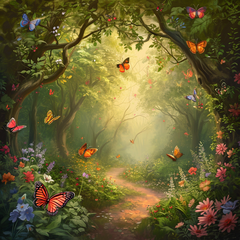 Enchanted forest fairy tale wonderland butterfly