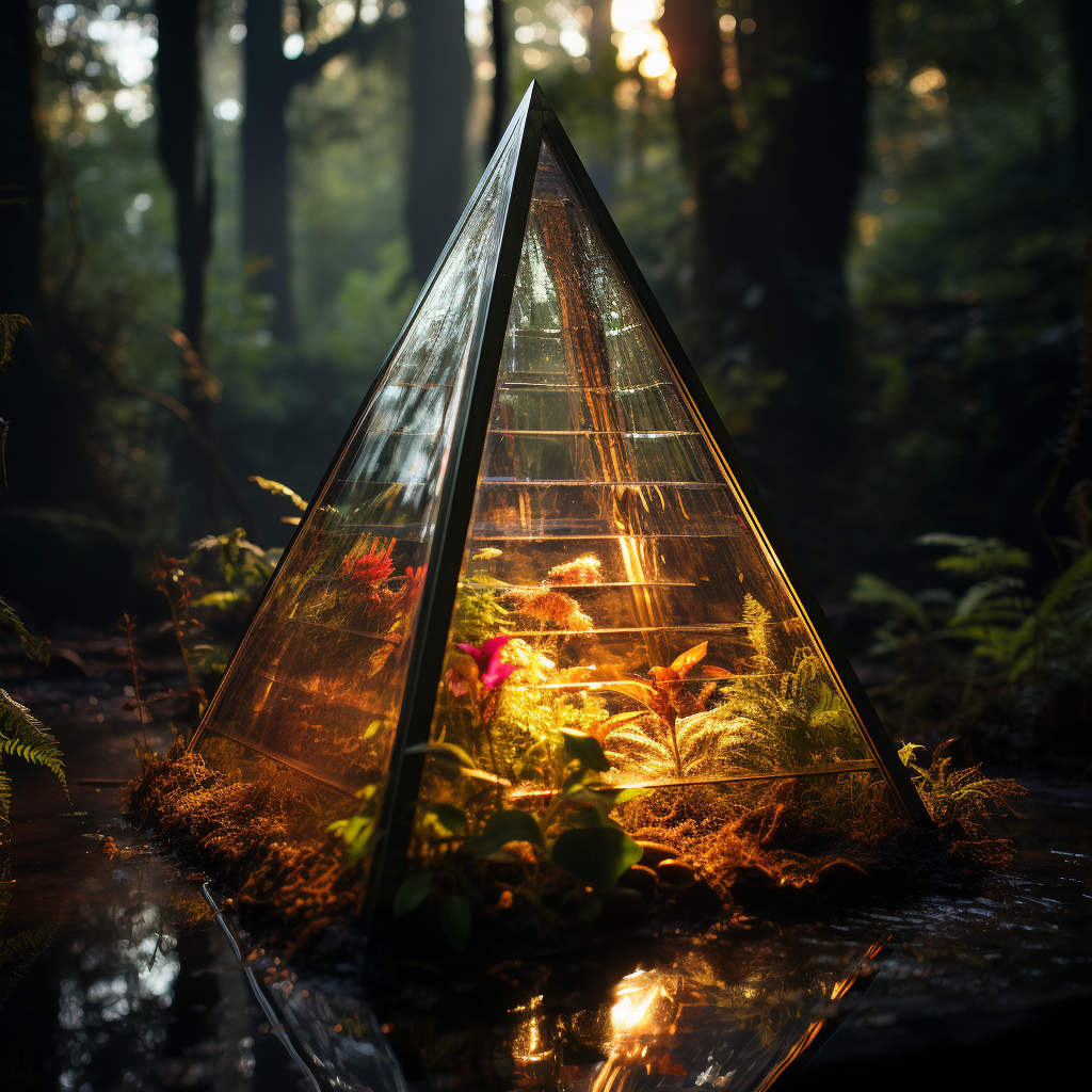 Phantasmal iridescent prism in enchanted forest