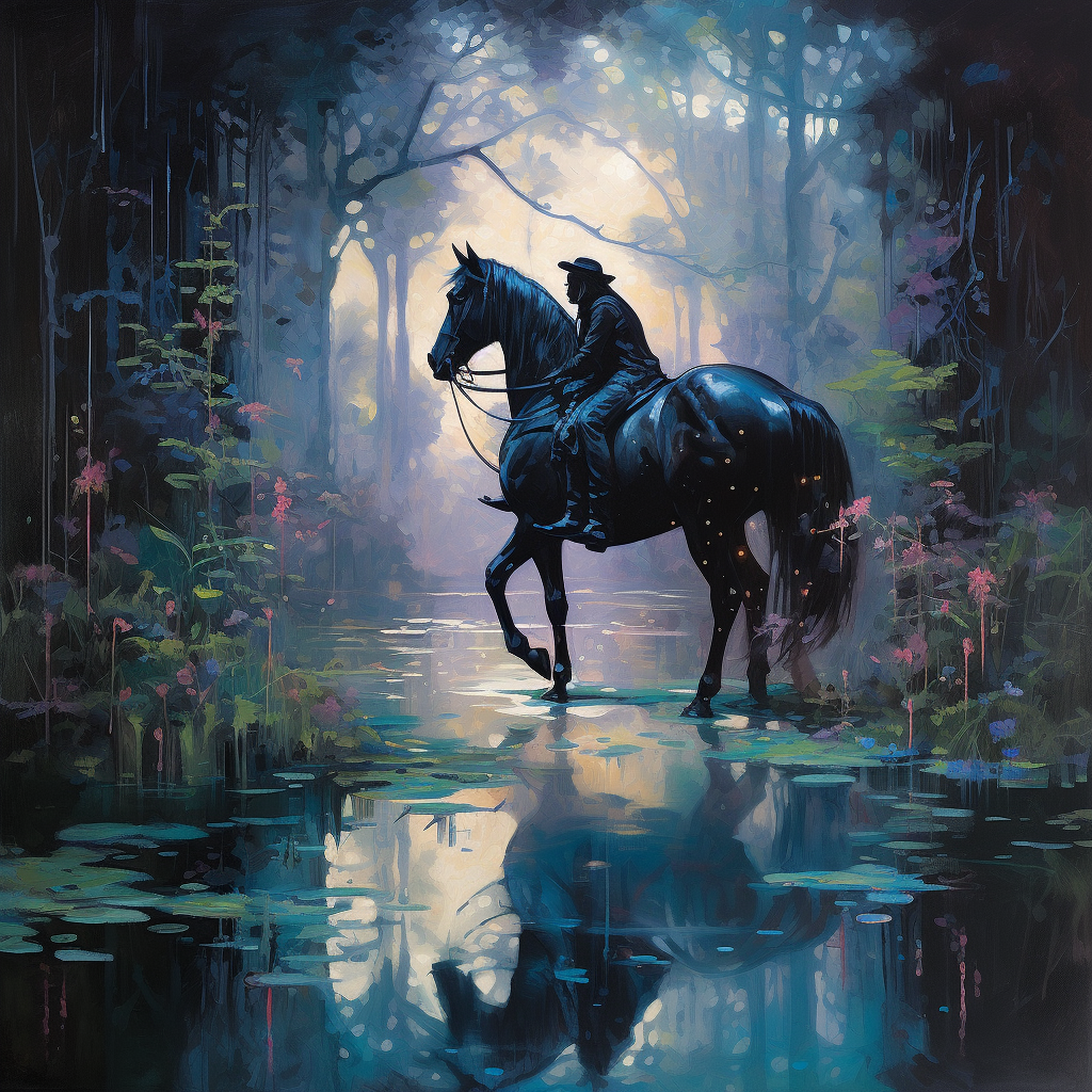 Enchanted Forest Moonlit Stallion Rider Pool