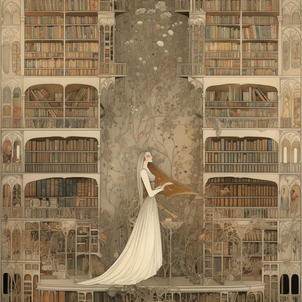 Illustration of an Enchanted Library