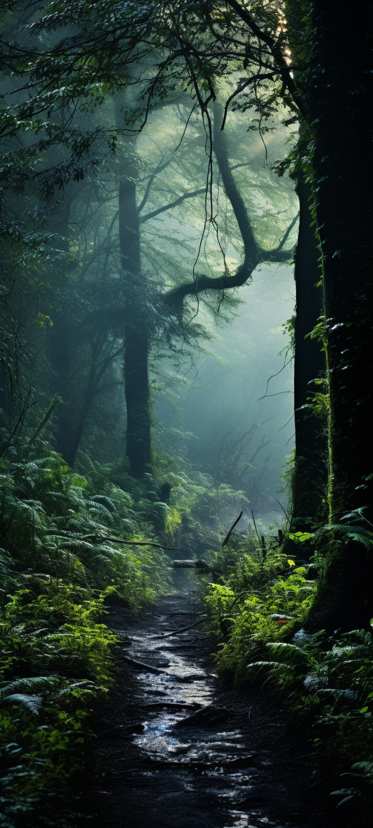 Enchanted misty forest photo realistic