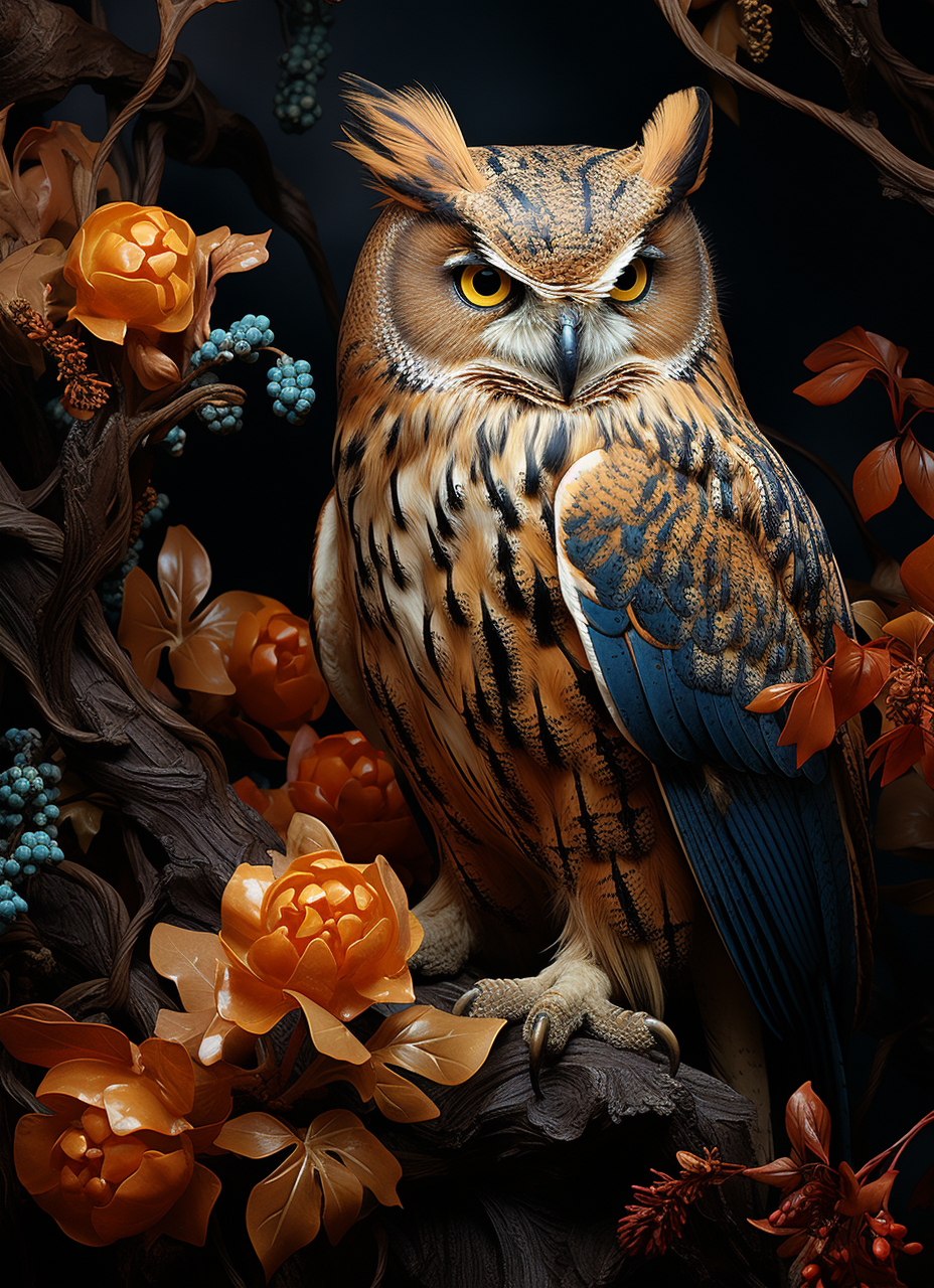 Coloring image of wise old owl