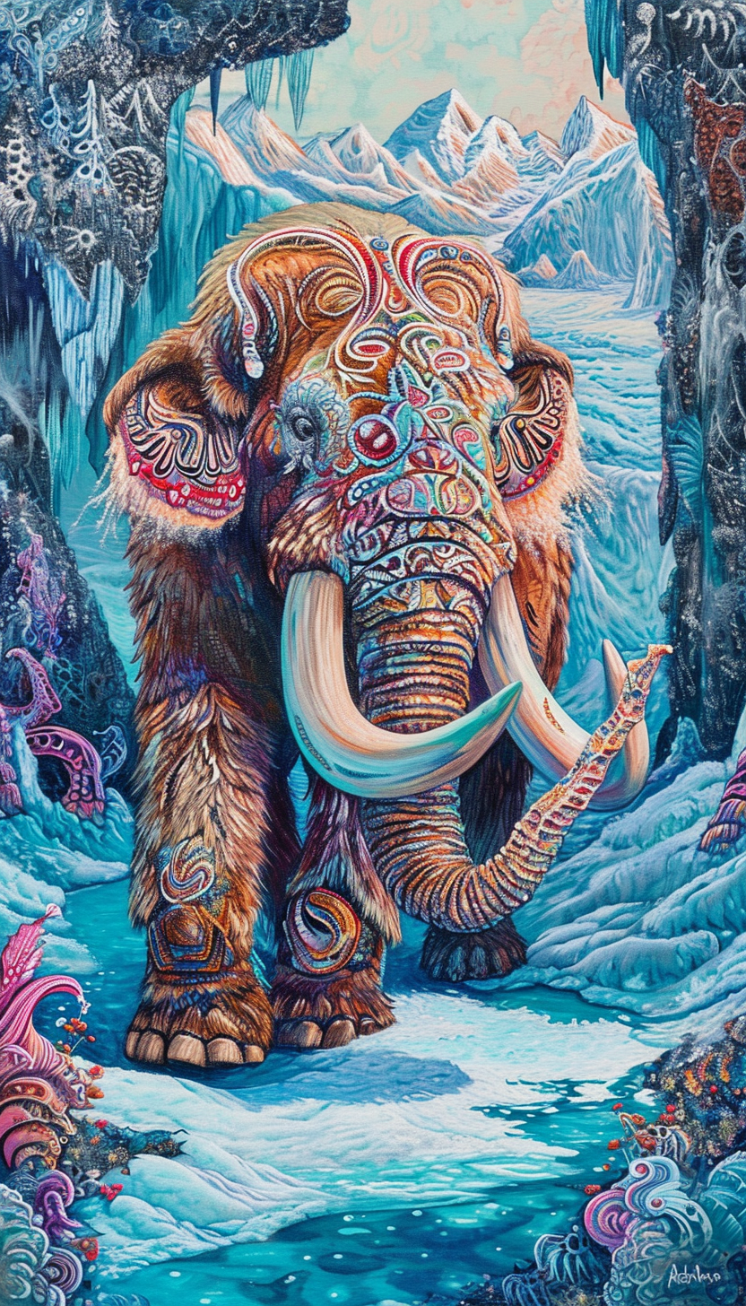 Enchanted Glacier Mammoth Patterns Painting