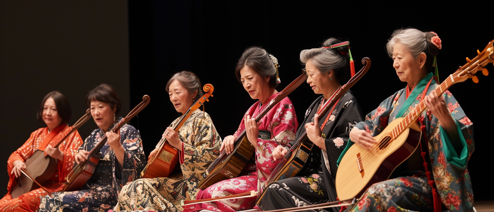 Live Performance of Women Playing Shamisen and Singing