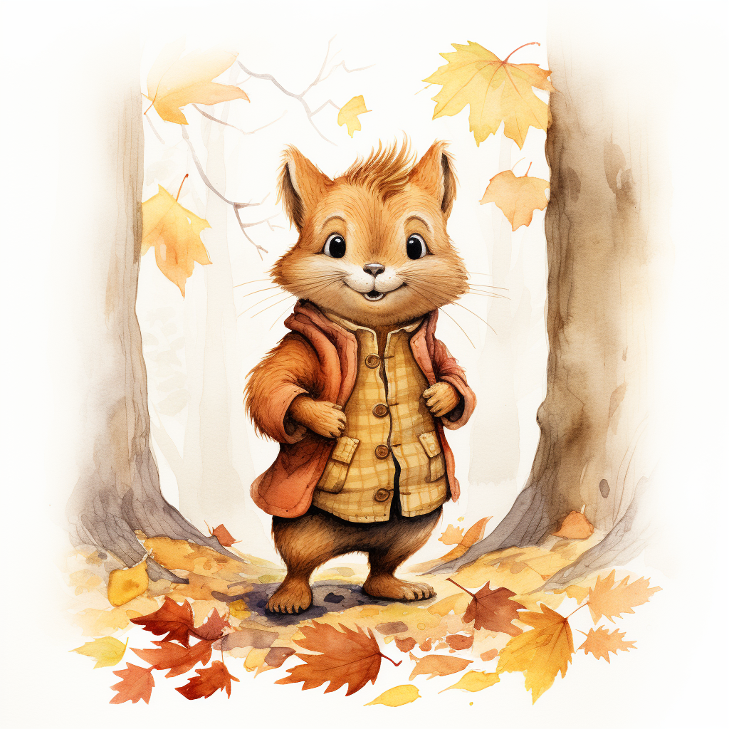 Enchanting woodland creature with autumn leaves