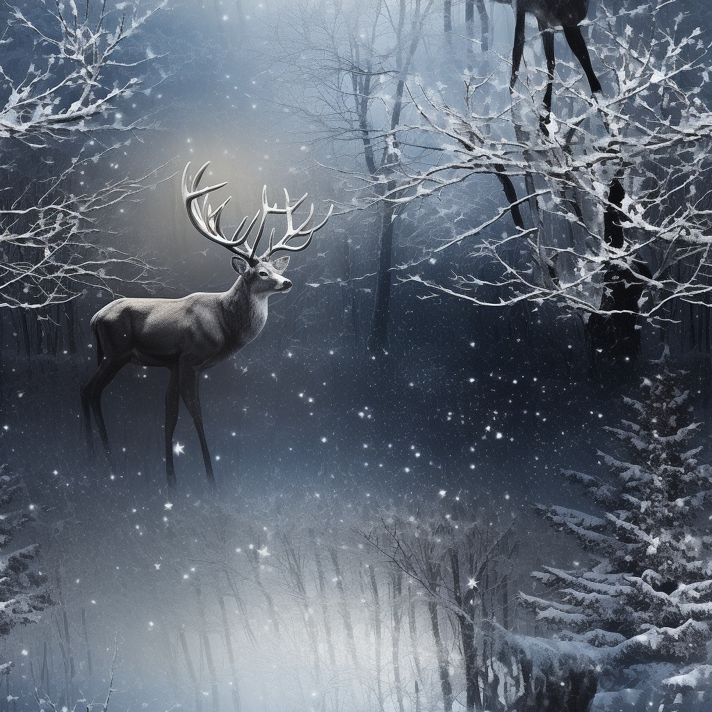 Graceful reindeer in winter