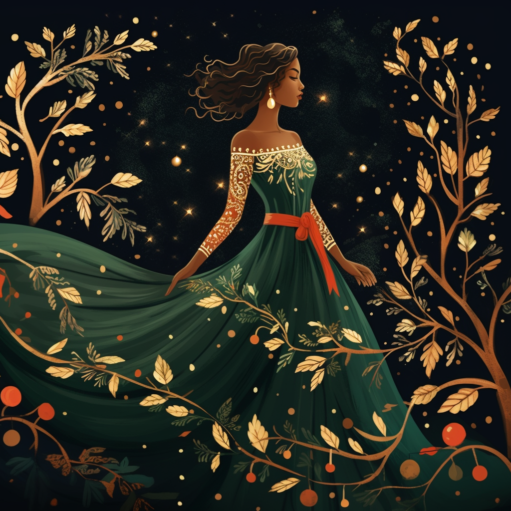 Enchanting Christmas Illustration with Feminine Touch