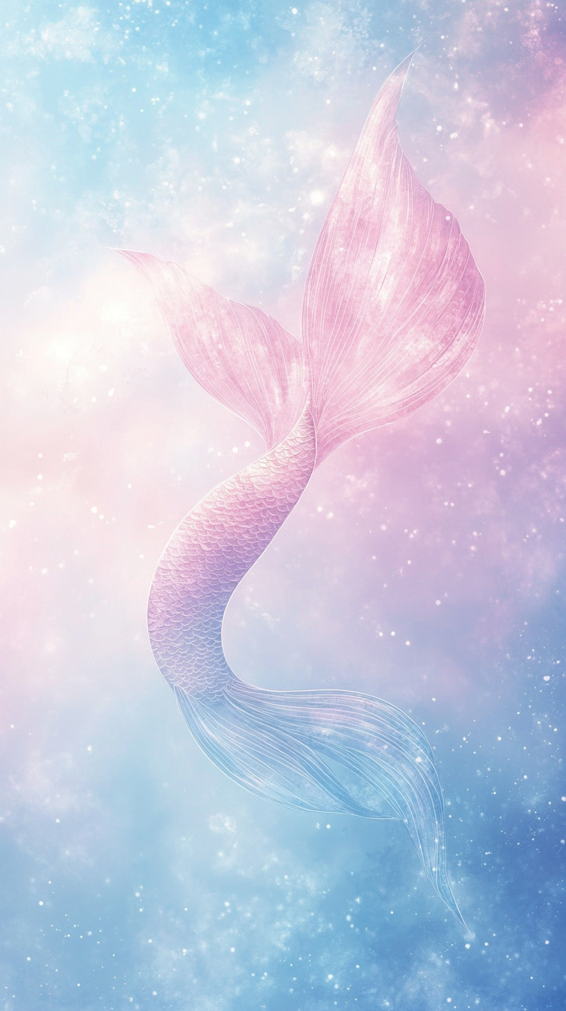 Mermaid tail on pastel background