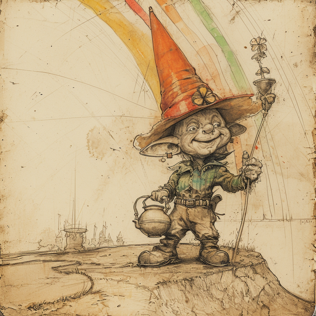 Leprechaun with Traffic Cone and Pot