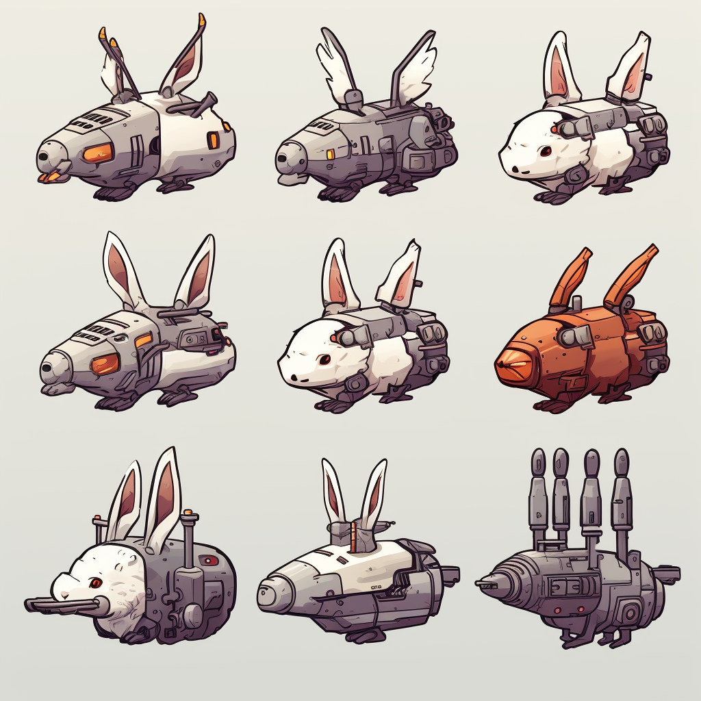 Enemy ships textured like rabbits