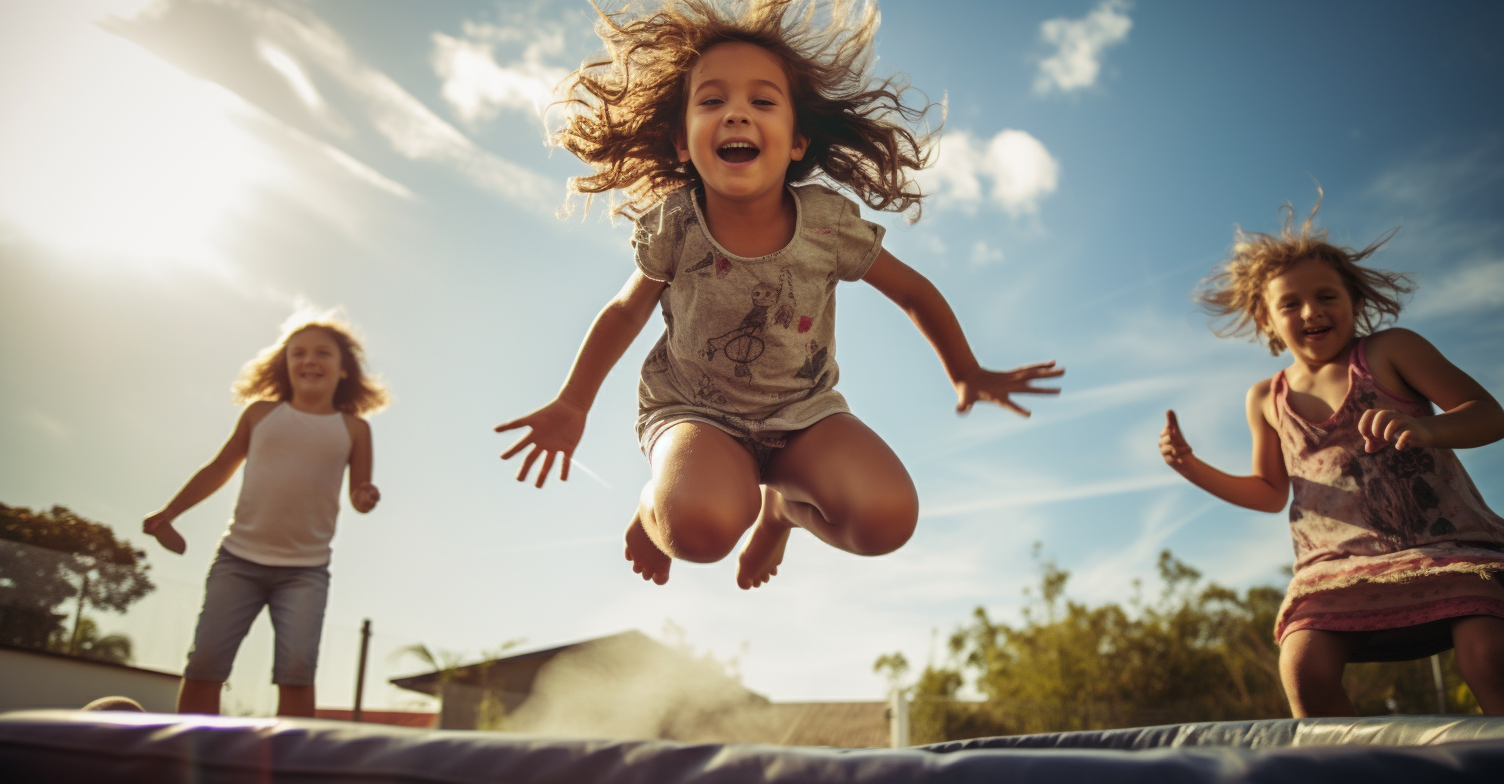 Children having fun playing energetically