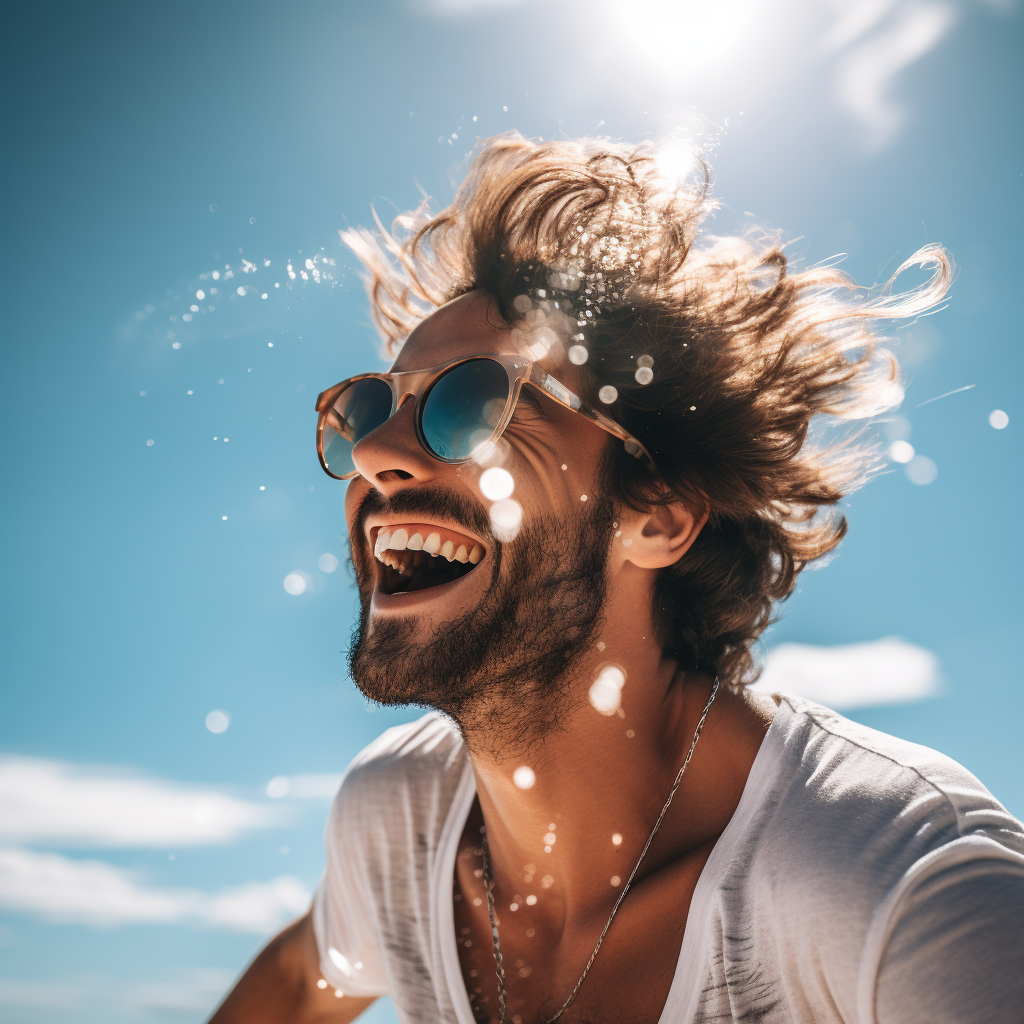 Man enjoying sunshine outdoors