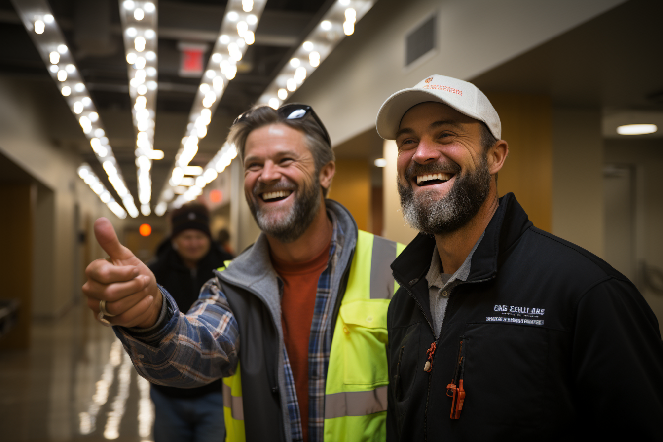 Energy Efficiency Contractor and Hotel Manager Smiling