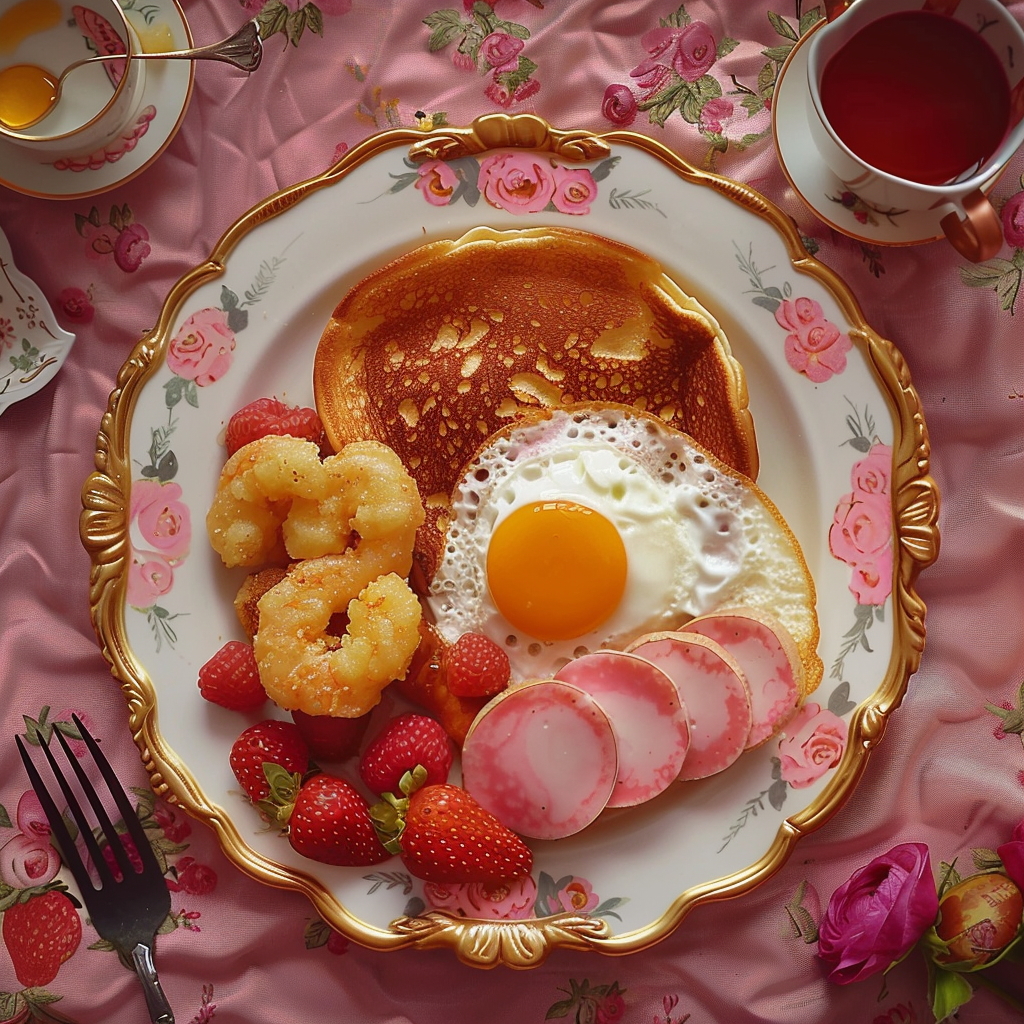 English breakfast in Wes Anderson style