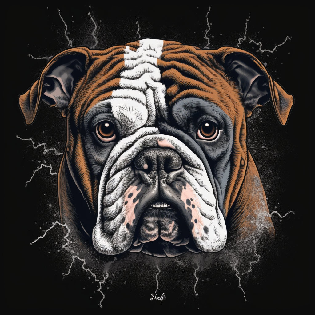 English bulldog as dark thunder cloud