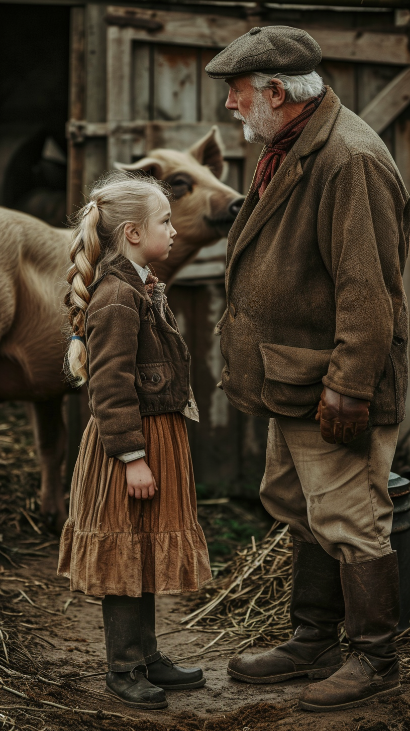 Blonde girl being scolded by father