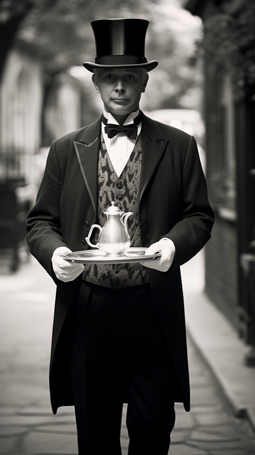 Elegant English Butler in Monochrome