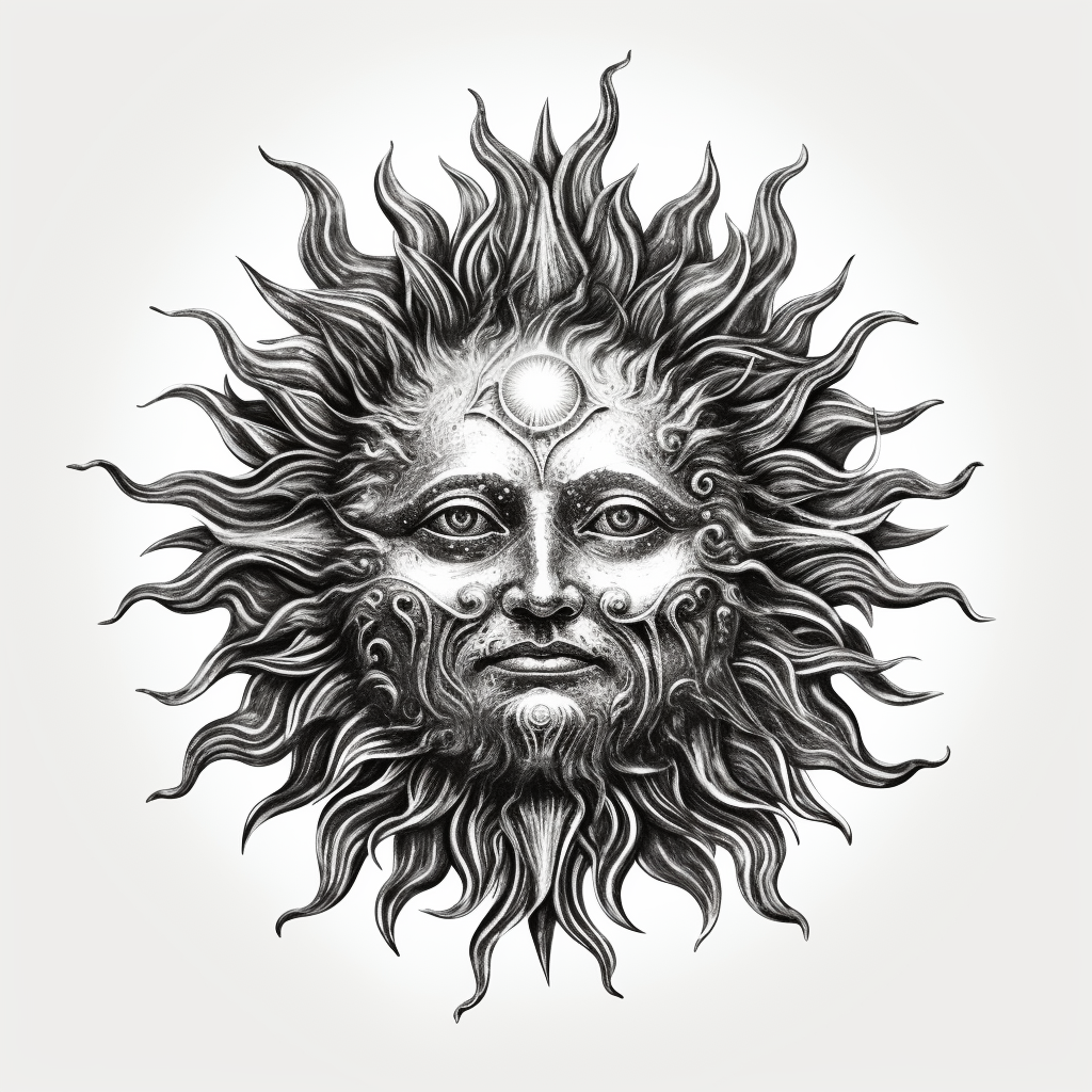 Black and white engraved hermetic sun