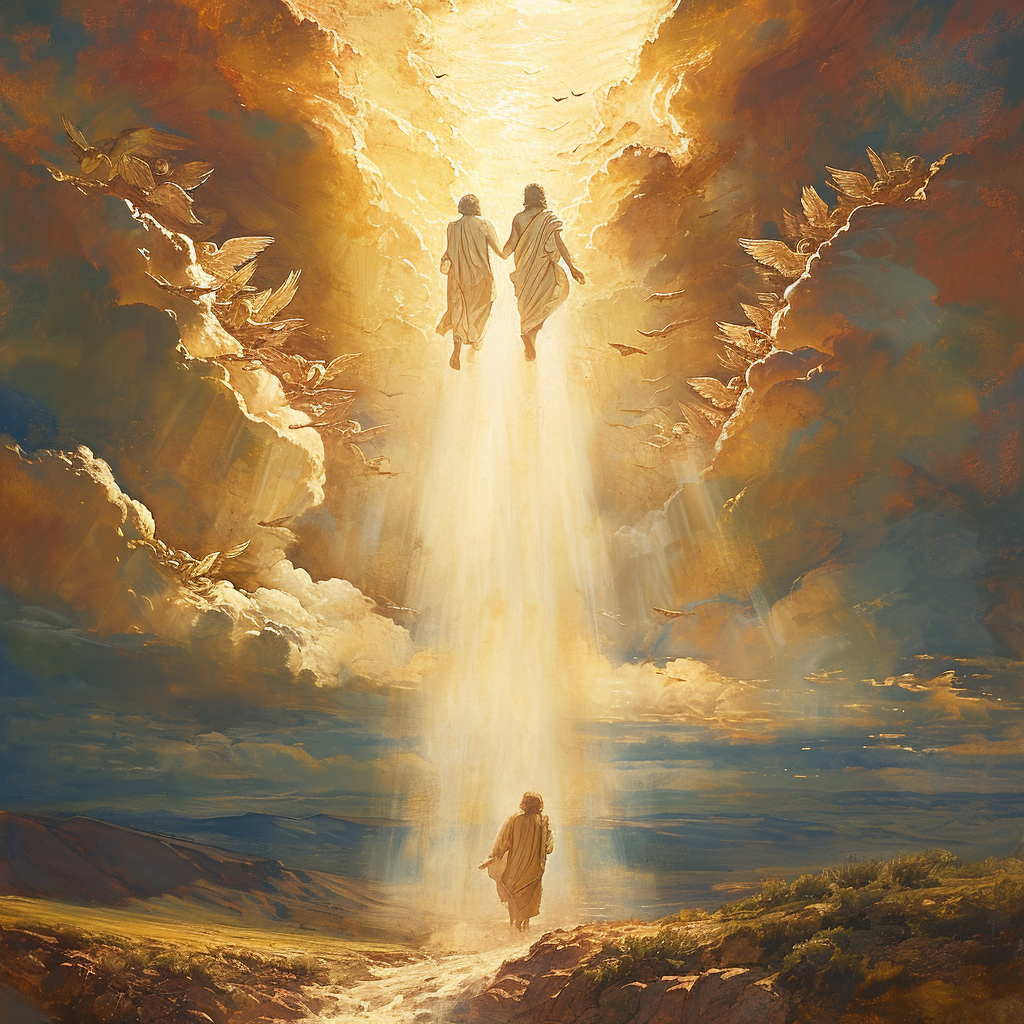 Enoch and God ascending to heaven