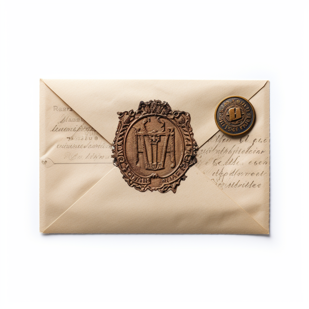 Realistic envelope stamp on white background