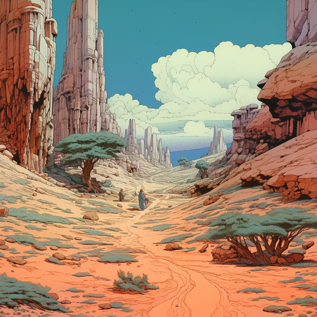 Environment Concept Art in Moebius Style