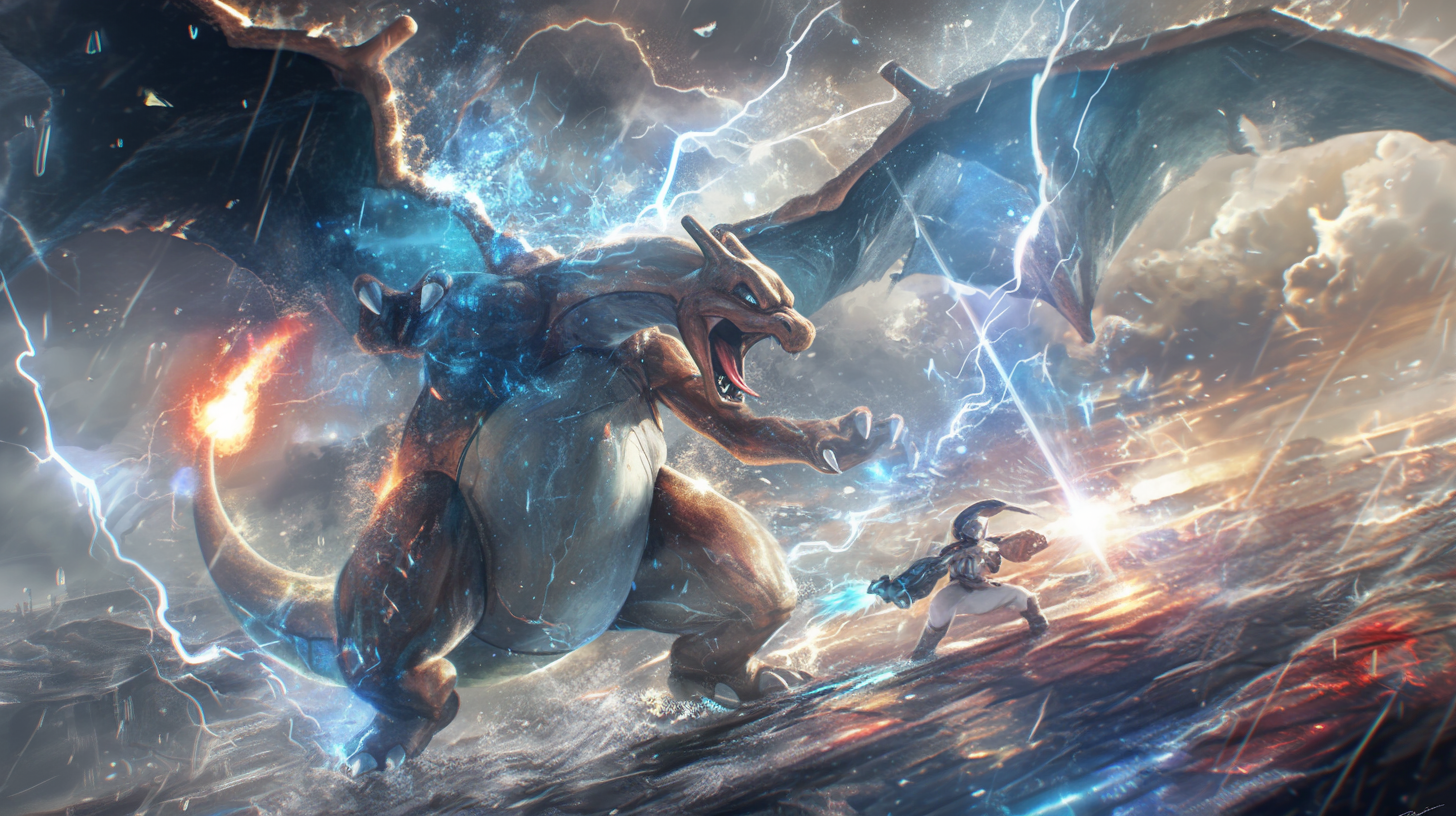 Pokemon Battle Scene Charizard Blastoise