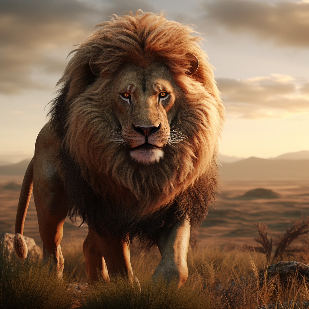 Magnificent lion in photorealistic artwork